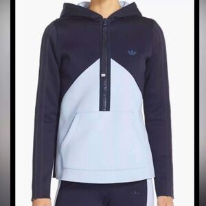 NWT Adidas Blue Half Zip Neoprene Hoodie Women's Size S